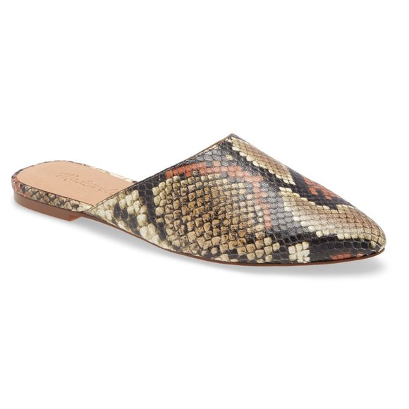 NIB Women's Madewell Remi Mule Leather Sandals Snake Print Size 6.5 8 8.5 $88 - Picture 1 of 1